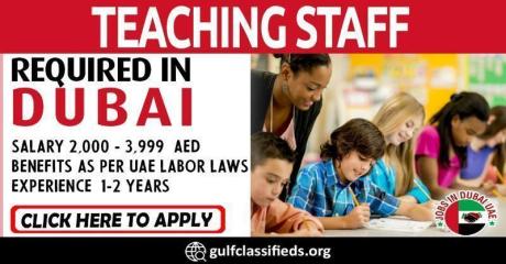 TEACHING STAFF REQUIRED IN DUBAI