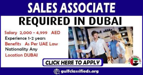 SALES ASSOCIATE REQUIRED IN DUBAI