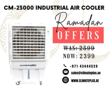 Climate plus industrial air cooler with 23000m³/h and with 150L